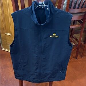 Cutter & Buck Navy Vest with Gold Notre Dame Logo